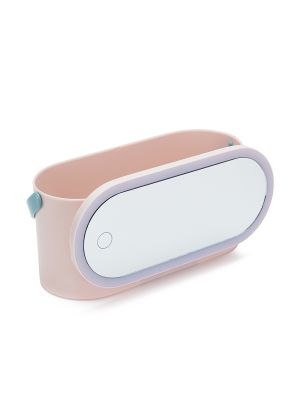 סל אחסון קומפקטי עם מראה מוארת בוהו