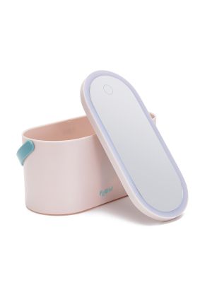 סל אחסון קומפקטי עם מראה מוארת בוהו