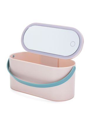 סל אחסון קומפקטי עם מראה מוארת בוהו