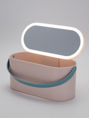 סל אחסון קומפקטי עם מראה מוארת בוהו