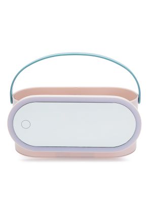 סל אחסון קומפקטי עם מראה מוארת בוהו