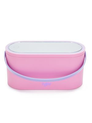 סל אחסון קומפקטי עם מראה מוארת ורוד