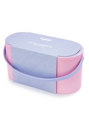 סל אחסון קומפקטי עם מראה מוארת ורוד