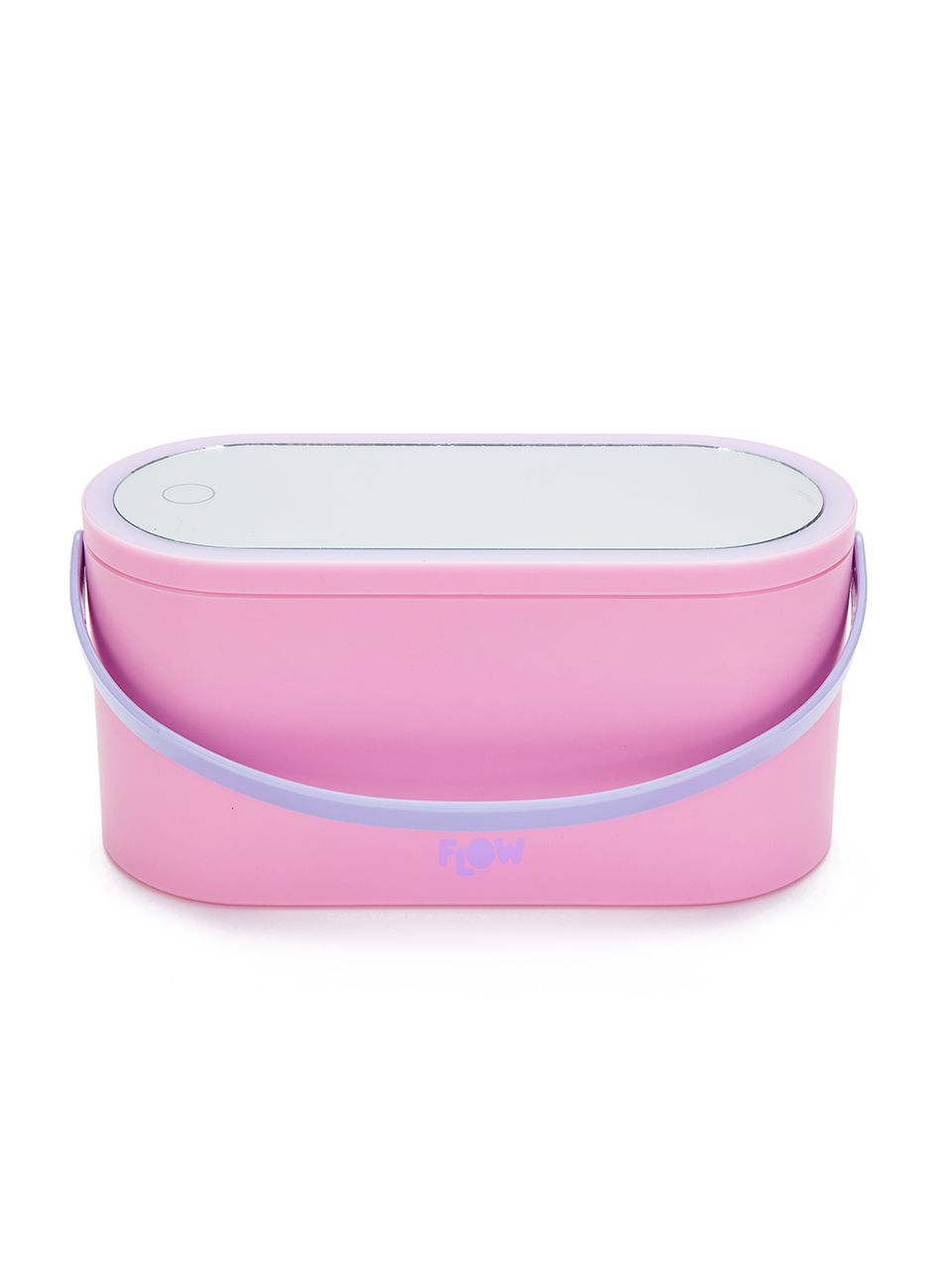 סל אחסון קומפקטי עם מראה מוארת ורוד